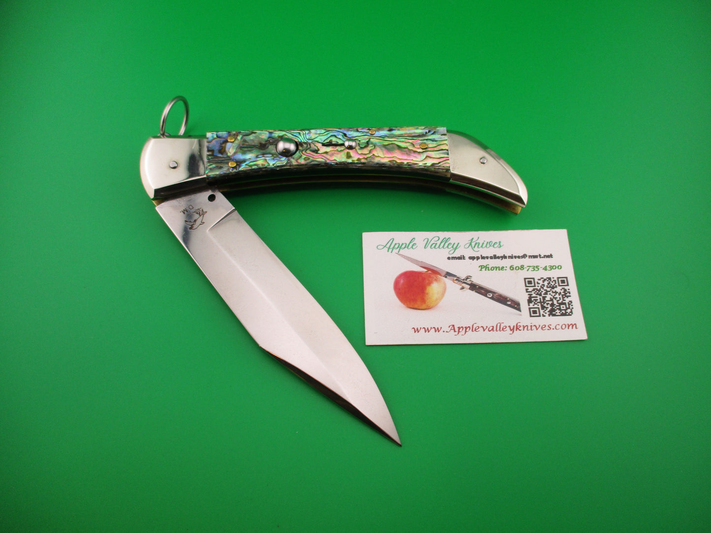 DM Dolphin SPADON 28cm Italian Deer foot Abalone Ring pull automatic knife
