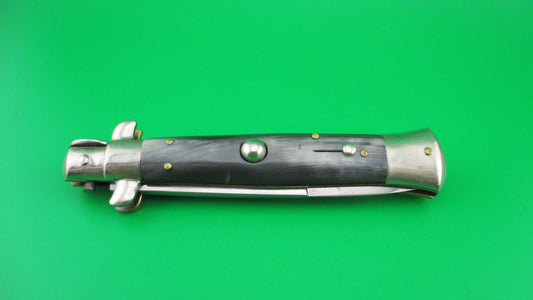 Sterile 21cm Italian Picklock Vintage 1950s Gray Green horn automatic knife