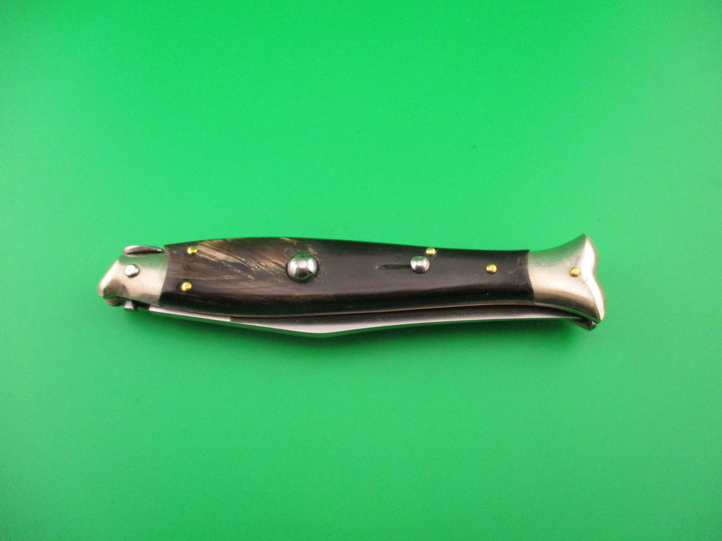 AKC 25cm Italian Picklock Fishtail Dark horn vintage automatic knife