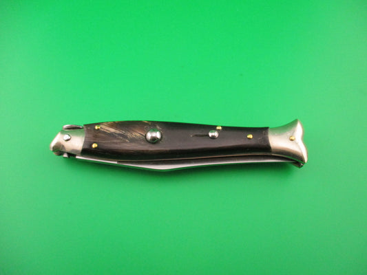 AKC 25cm Italian Picklock Fishtail Dark horn vintage automatic knife