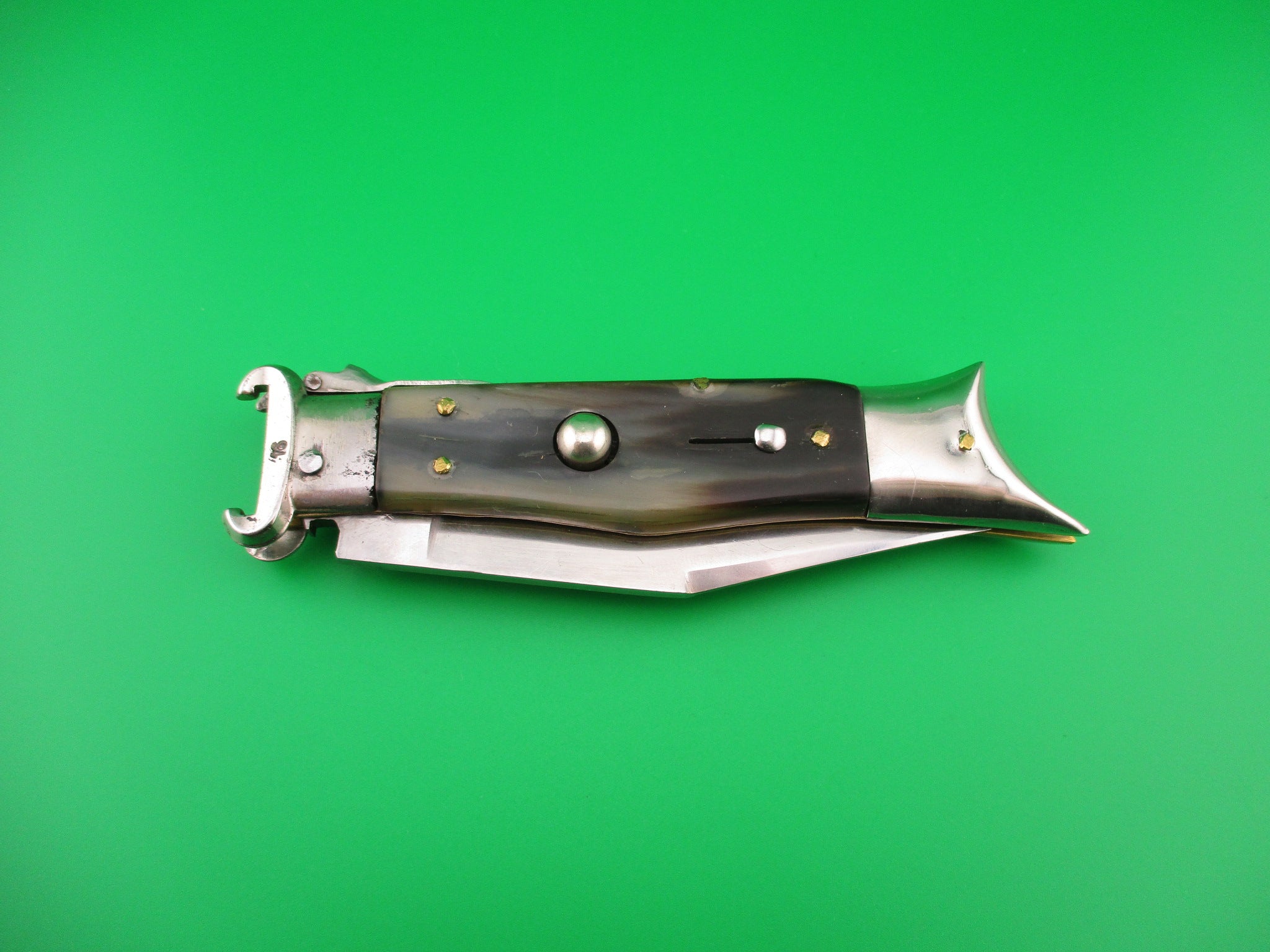Shell Handle Switchblade INOX 22cm Italian Deer foot Shark Tooth Fulcrum Shell puller ...