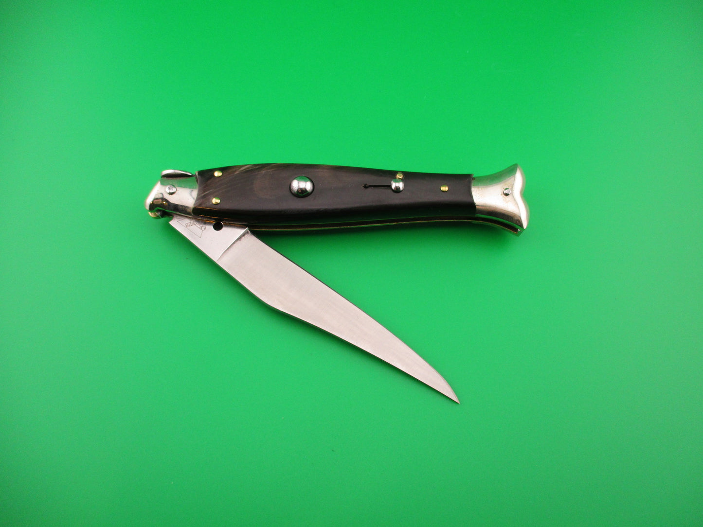 AKC 25cm Italian Picklock Fishtail Dark horn vintage automatic knife