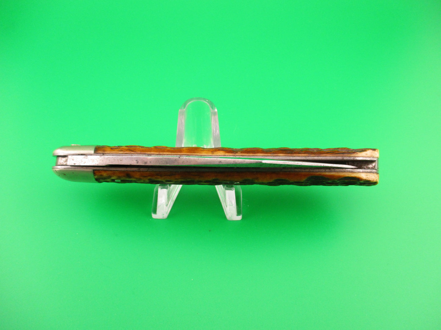 Press Button Knife Co #1000 INVINCIBLE antique switchblade knife w Etch
