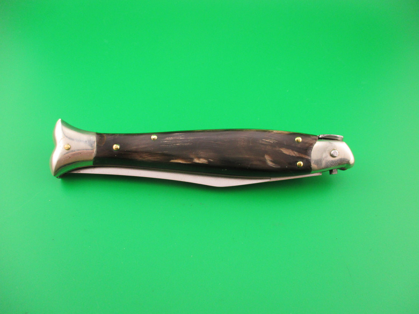 AKC 25cm Italian Picklock Fishtail Dark horn vintage automatic knife