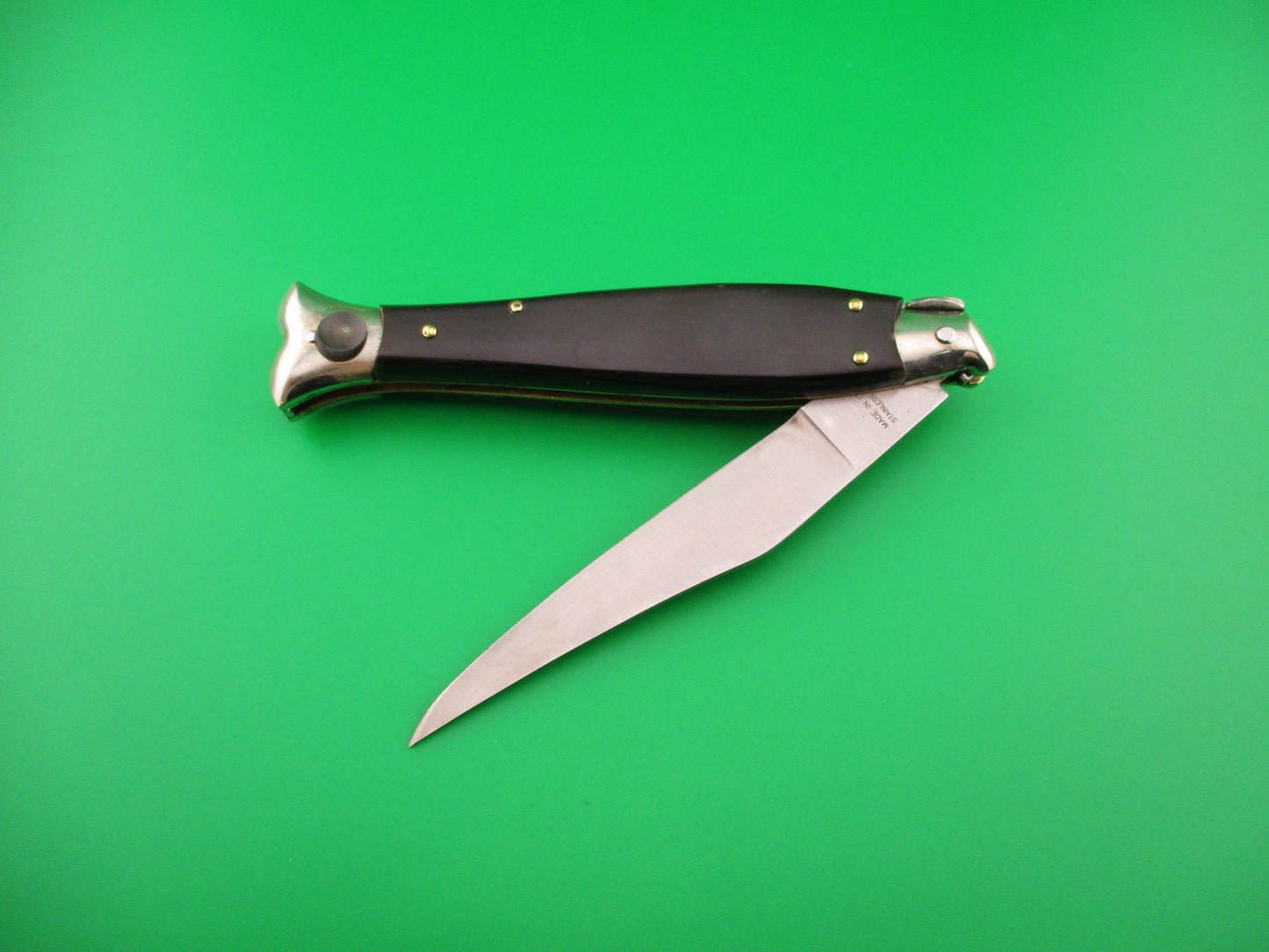 AKC 25cm Italian Picklock Fishtail Dark horn vintage automatic knife