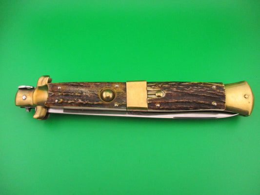 Rostfrei Elephant 18 inch (45cm) Italian Stiletto Stag & Brass automatic knife