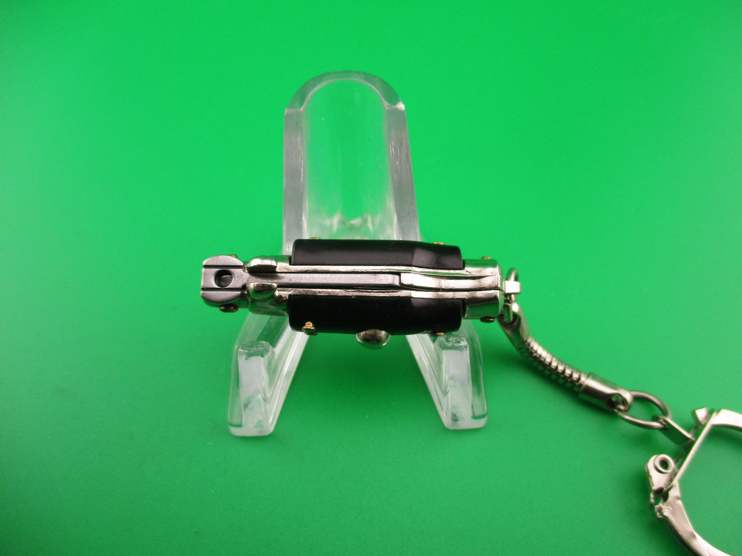 INOX ITALY 7cm Italian Picklock Stiletto Black Keychain automatic tiny knife