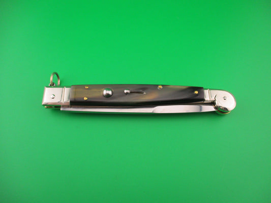 AGA CAMPOLIN 30cm Sicilian Ring Pull Italian Green & black horn automatic knife