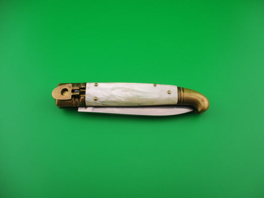 Rostfrei 20cm Italian Birds Head Pearlex Brass Lever automatic knife