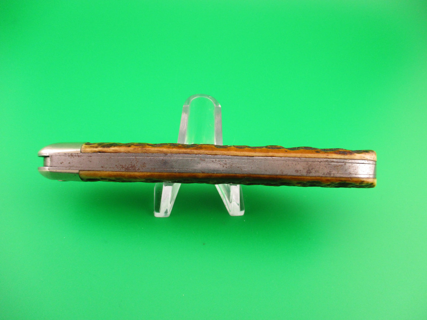 Press Button Knife Co #1000 INVINCIBLE antique switchblade knife w Etch