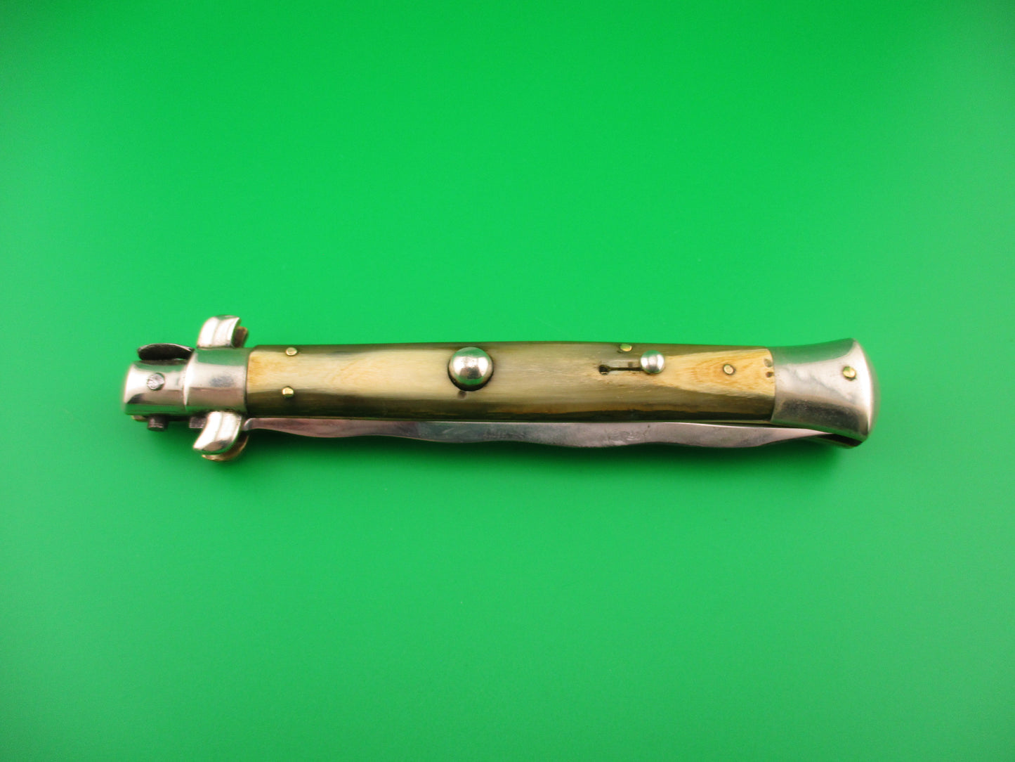 LATAMA ITALY 28cm Italian Picklock Kris 1950s Cream & Green horn vintage automatic knife