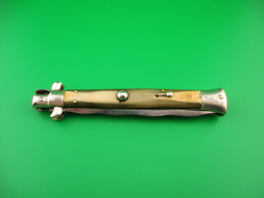 LATAMA ITALY 28cm Italian Picklock Kris 1950s Cream & Green horn vintage automatic knife