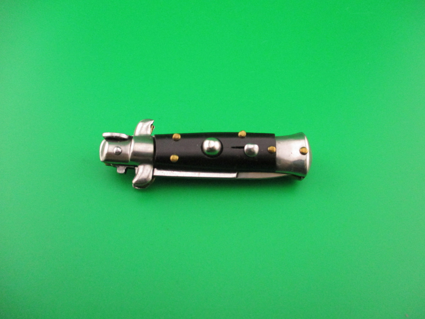 MANIAGO ITALY 12cm Italian Swivel bolster Bayonet Dark horn automatic knife