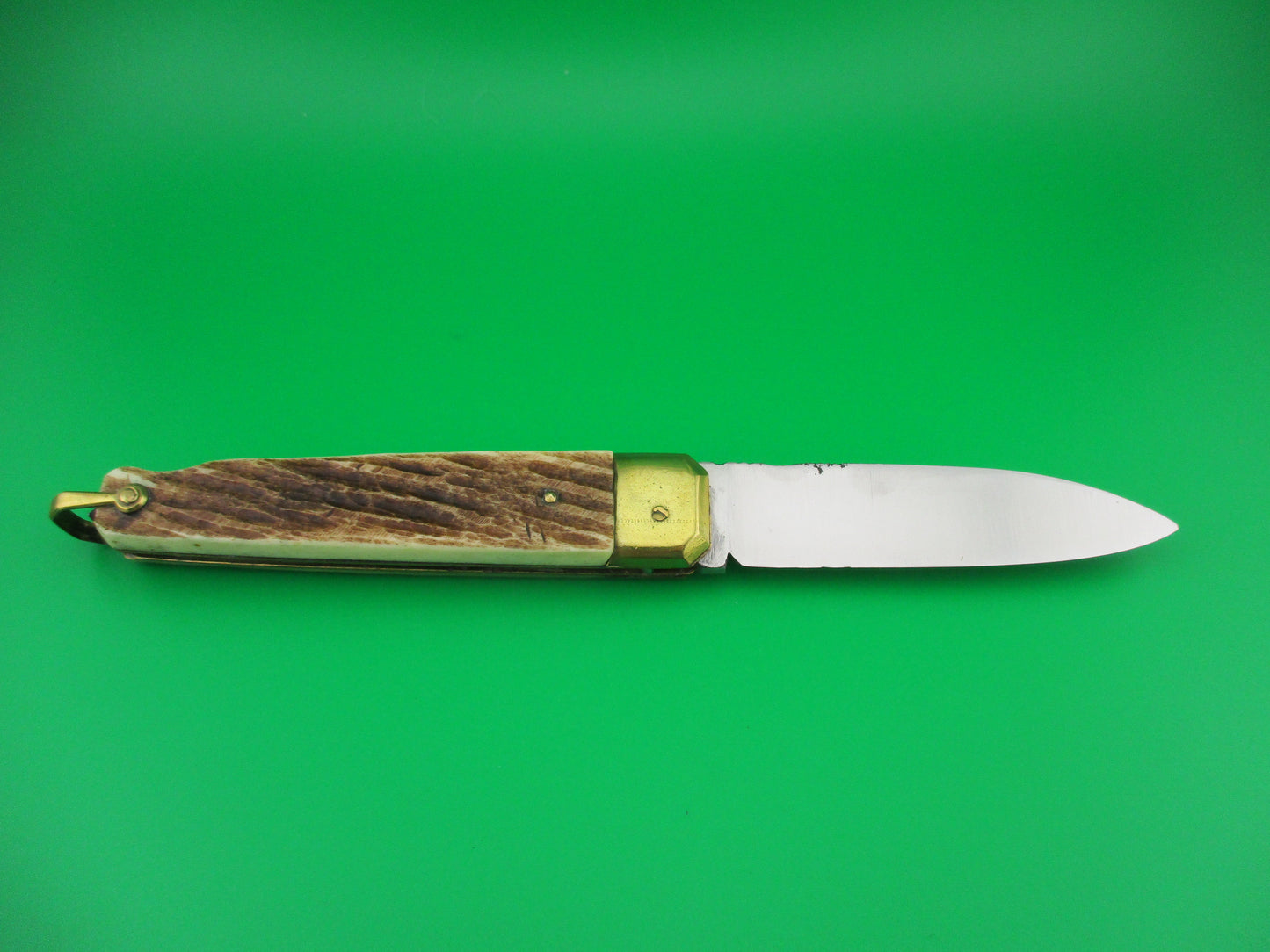 St JM XX INOX 21cm French Saint James Stag & Brass Automatic Knife