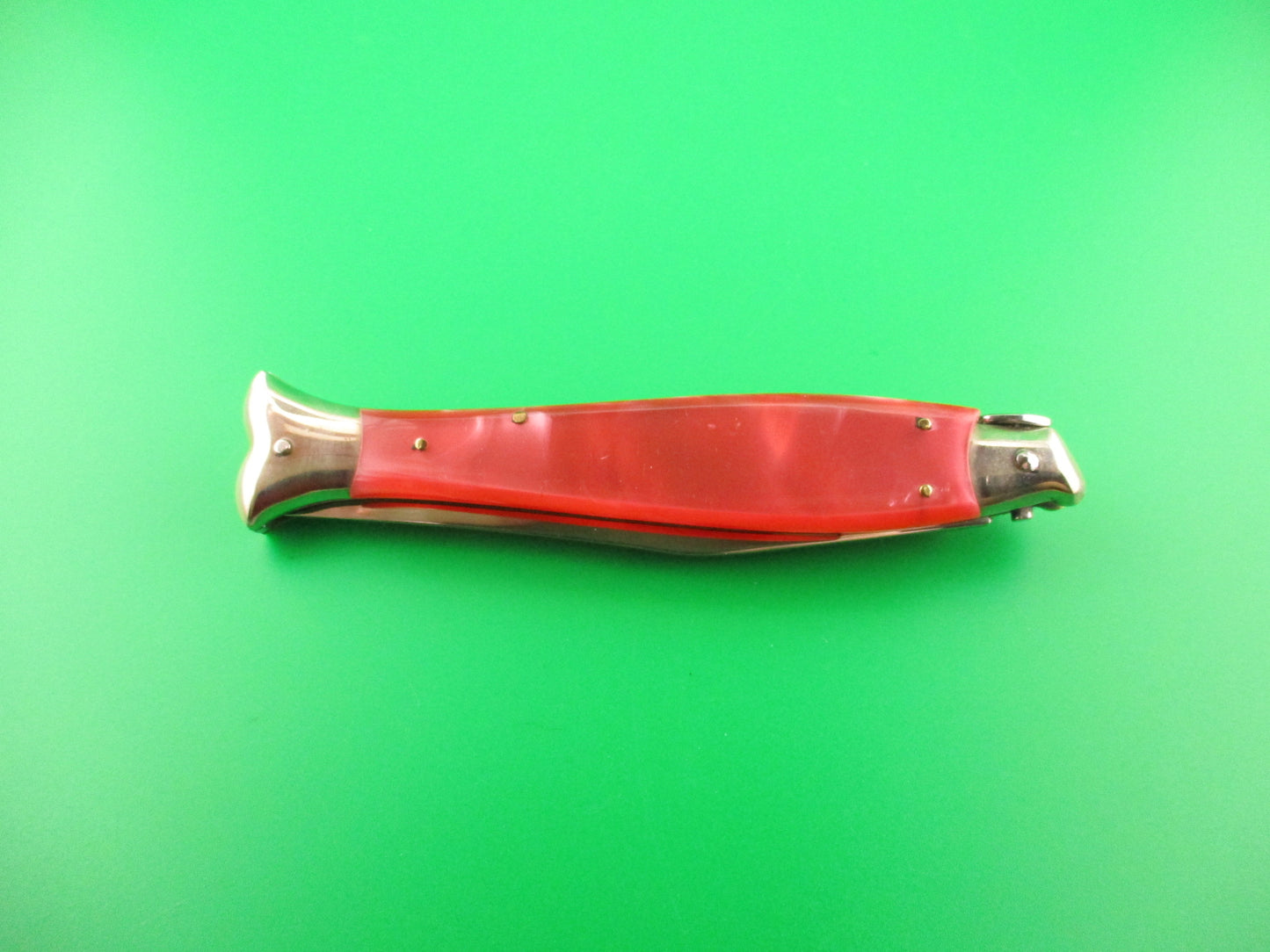 AKC 25cm Italian Picklock Fishtail Pink Pearlex vintage automatic knife