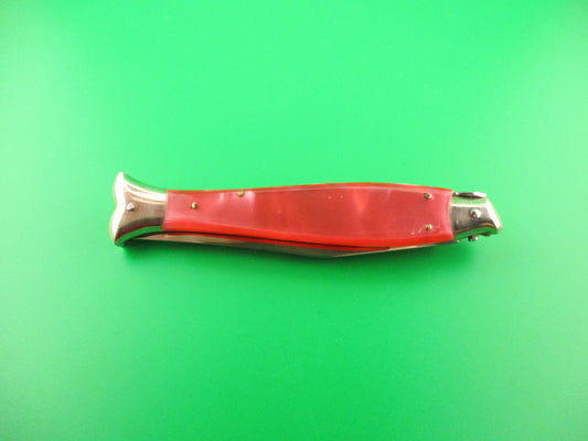 AKC 25cm Italian Picklock Fishtail Pink Pearlex vintage automatic knife