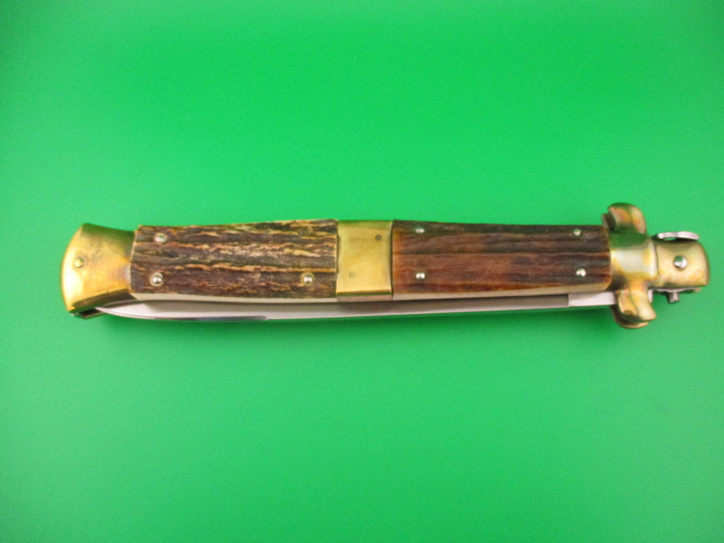 Rostfrei Elephant 18 inch (45cm) Italian Stiletto Stag & Brass automatic knife