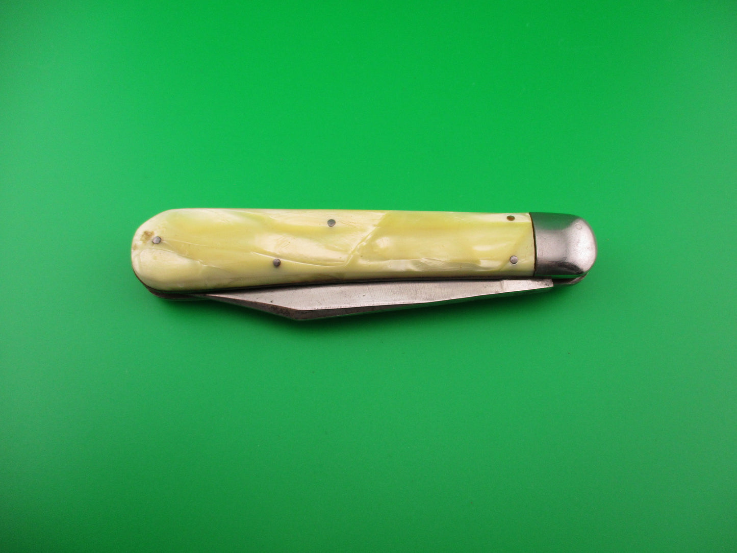 SCHRADE CUT CO FOREST KING Marine Pearl Vintage Hunter Automatic knife Etch