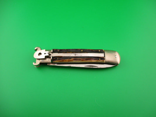 C&R LINDER WEYER SOLINGEN 11cm German Shell Puller Lever Stag automatic knife