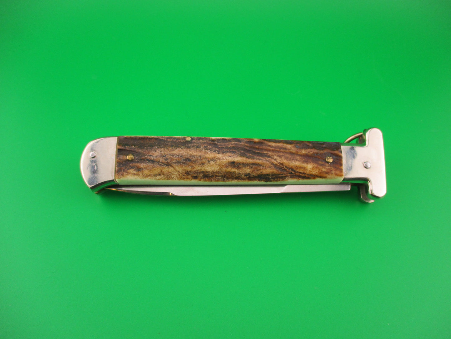AGA CAMPOLIN Maniago-Italy 2014 22cm Italian Francese Stag Ringpull automatic knife