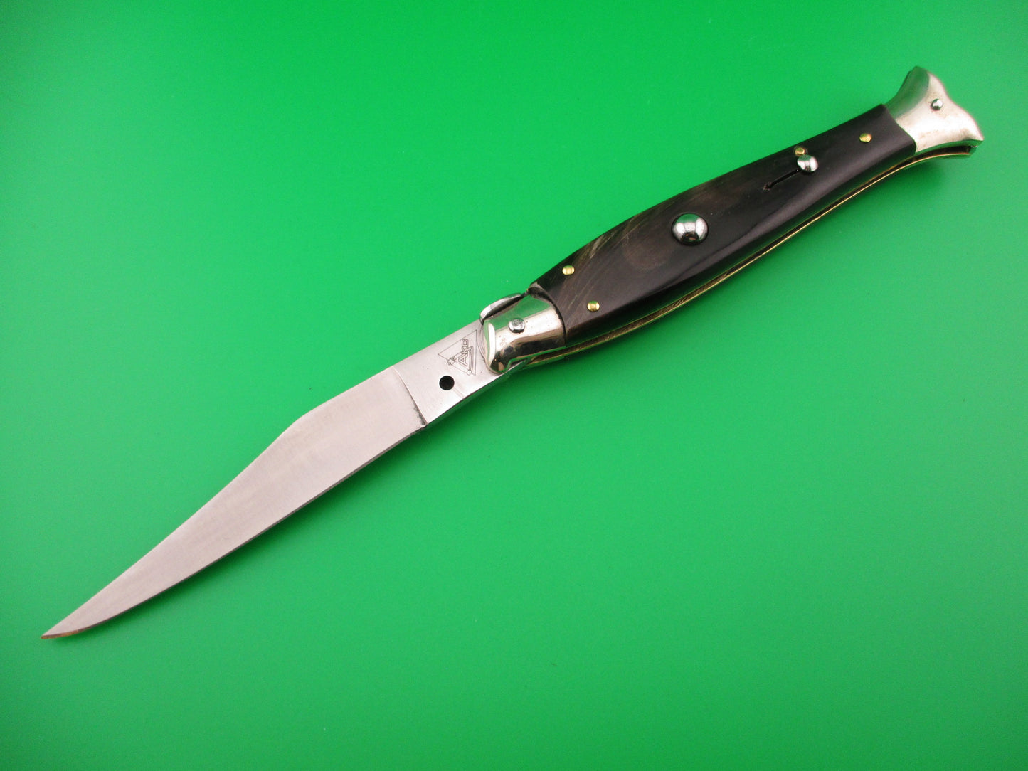 AKC 25cm Italian Picklock Fishtail Dark horn vintage automatic knife