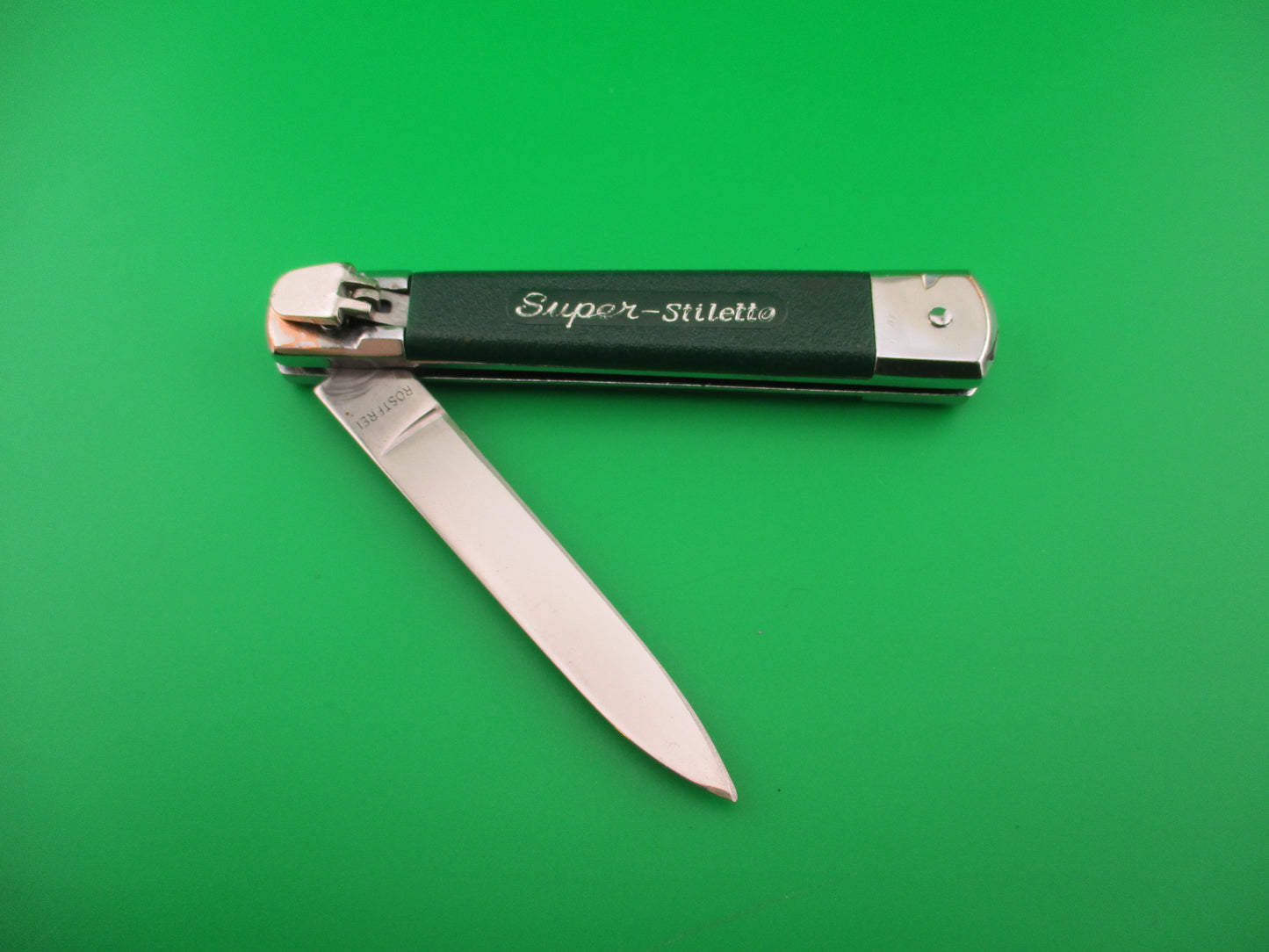 ROSTFREI Super-Stiletto 20cm Vintage Green Lever release automatic knife