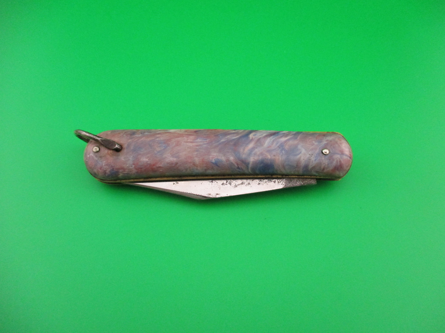 COLONIAL SHUR-SNAP Fatjack Blue Pink swirl vintage 1950s switchblade knife