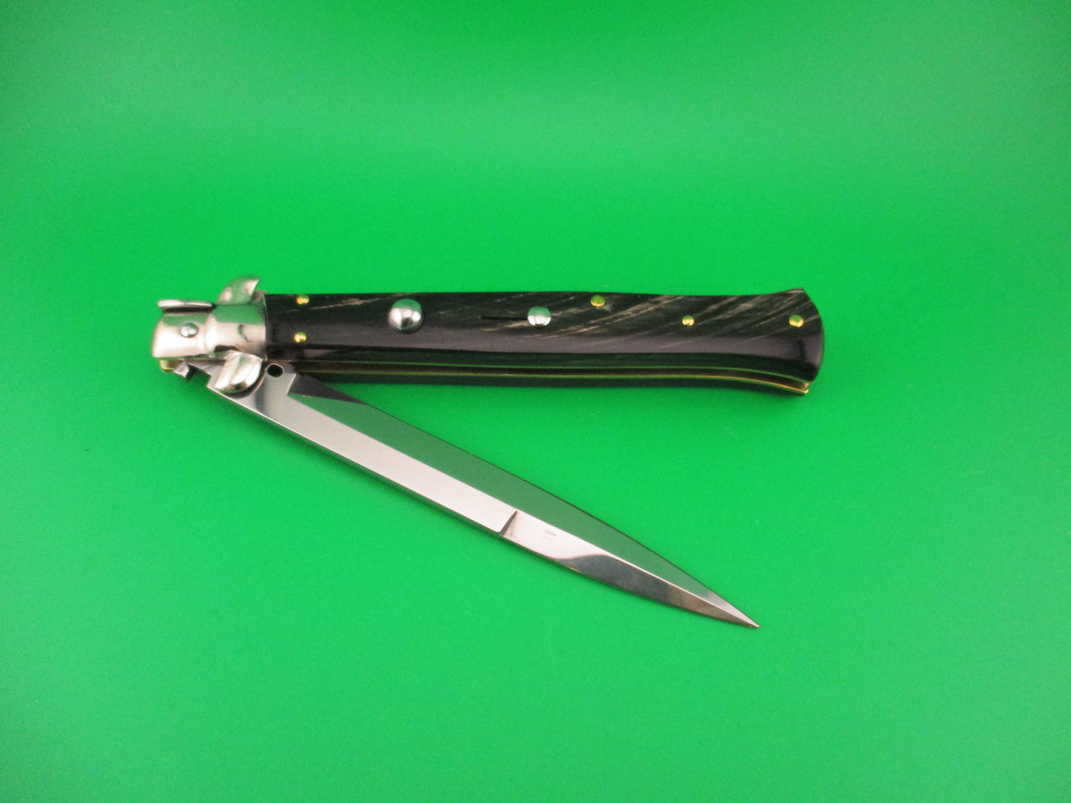 Frank B Italy 28cm Italian Fantail Swivel bolster Dark horn automatic knife