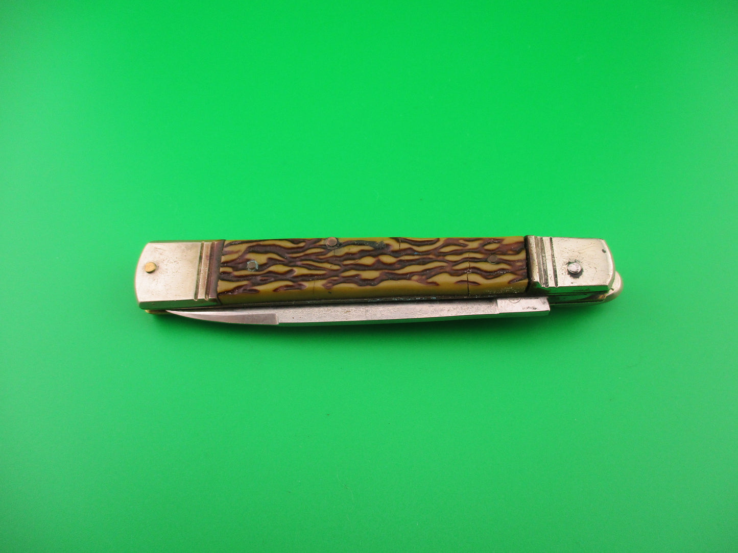 Rostfrei IMPORT 20cm Italian Lever Faux Stag vintage 1970s slimline automatic knife