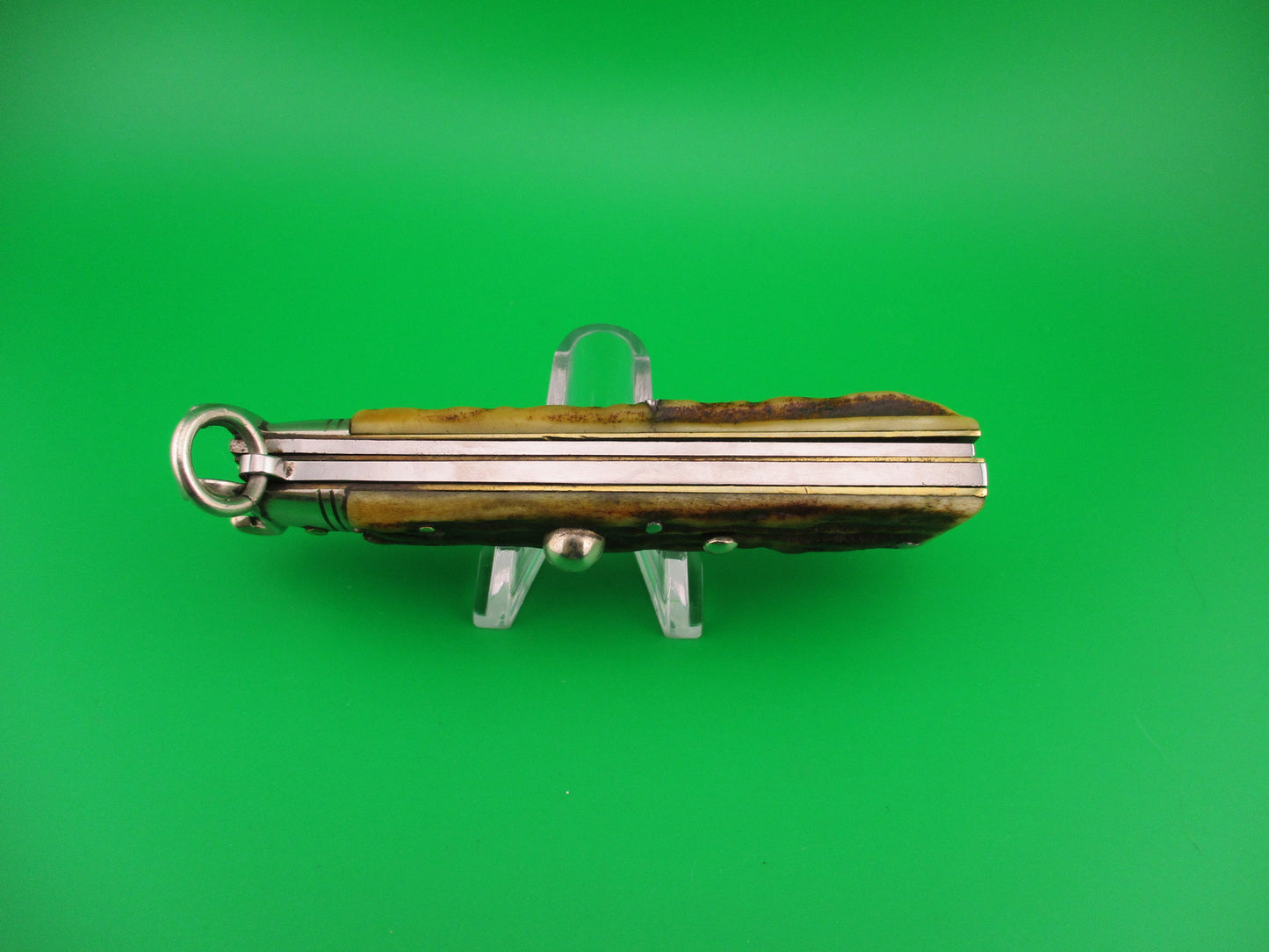 LEPRE INOX 19cm Italian Ring pull 2 Blade Shell Puller Stag automatic knife Rabbit stamp