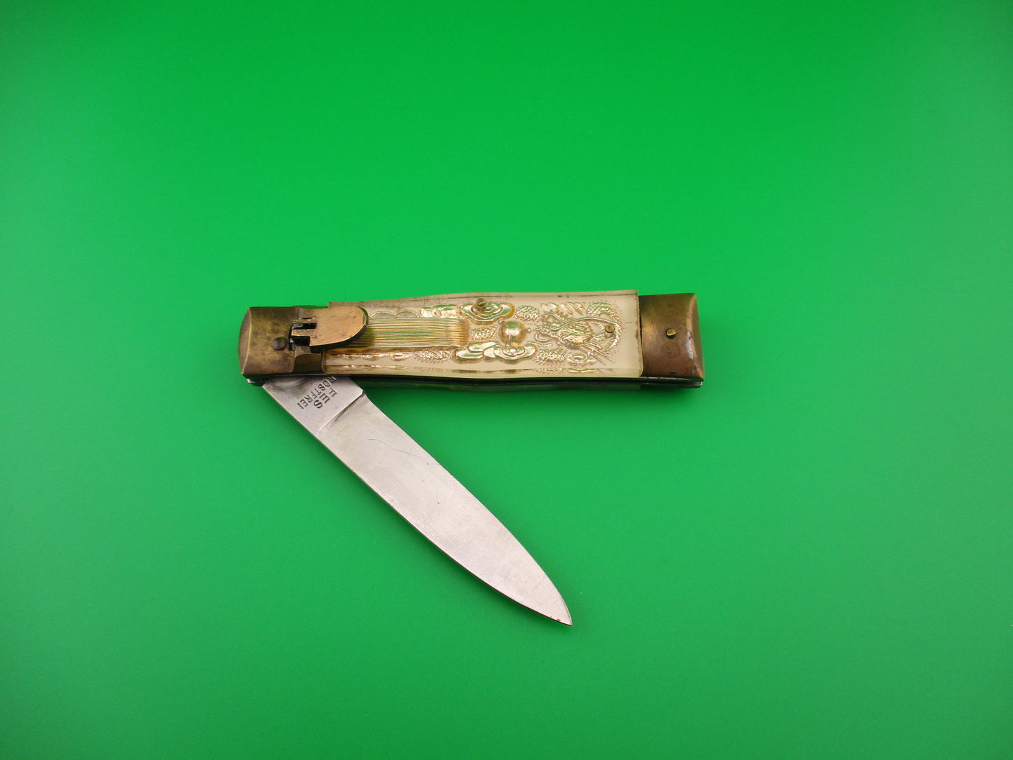 FES ROSTFREI 19cm Japanese Bullfighter Dragon Lever vintage automatic knife