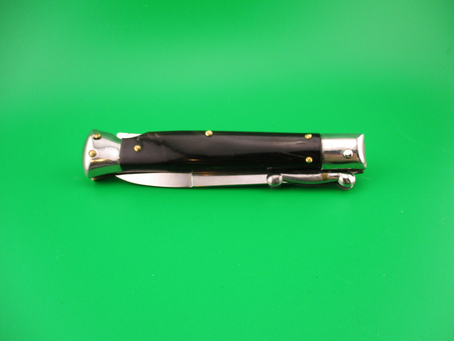 STAINLESS ITALY AB ITALY 20cm Italian Swing Guard Horn Bayonet automatic knife