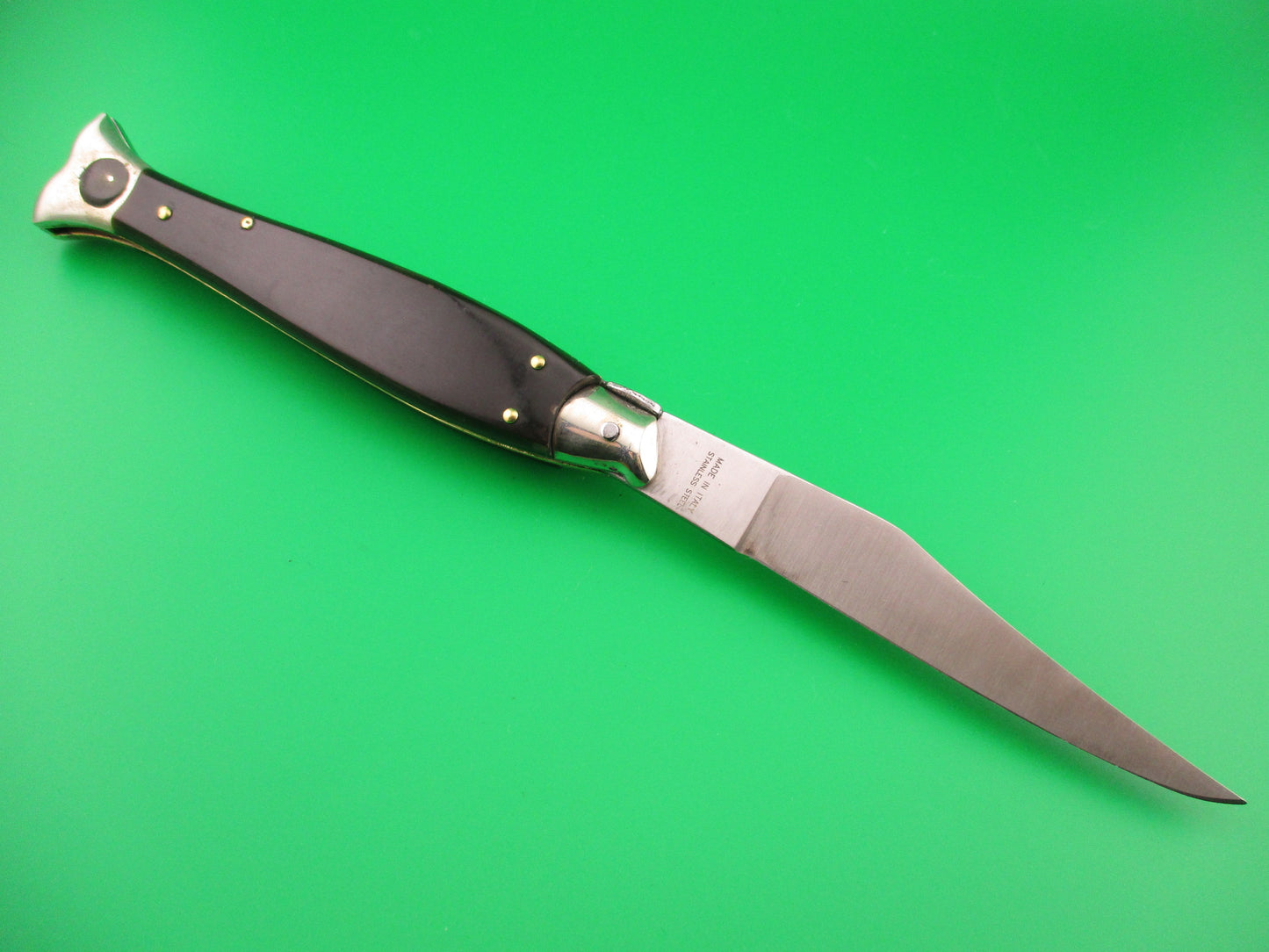 AKC 25cm Italian Picklock Fishtail Dark horn vintage automatic knife