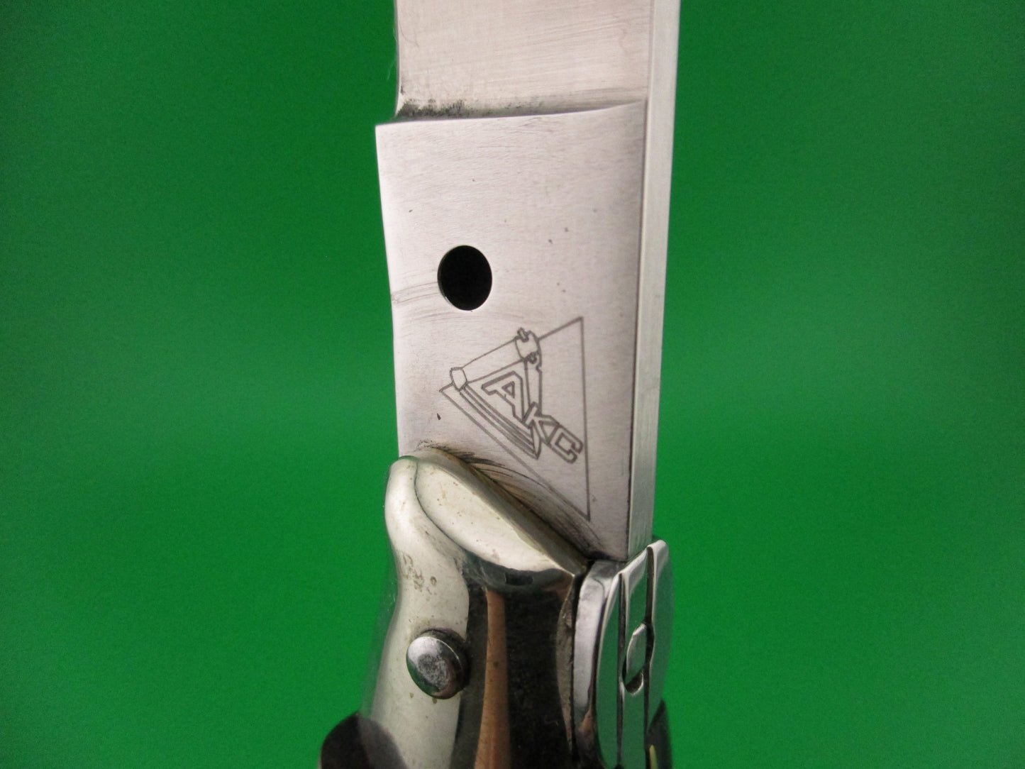 AKC 25cm Italian Picklock Fishtail Dark horn vintage automatic knife