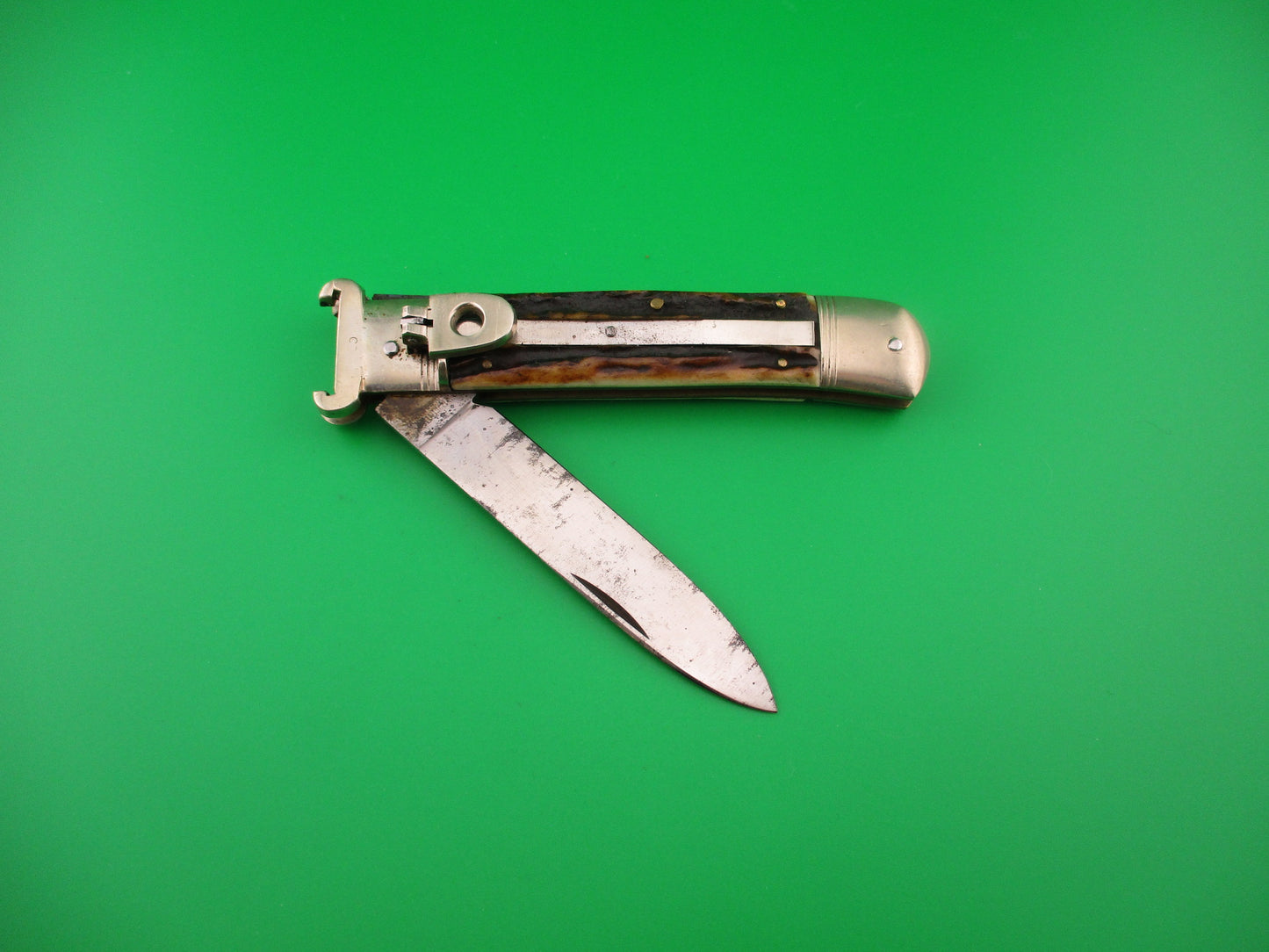 C&R LINDER WEYER SOLINGEN 11cm German Shell Puller Lever Stag automatic knife