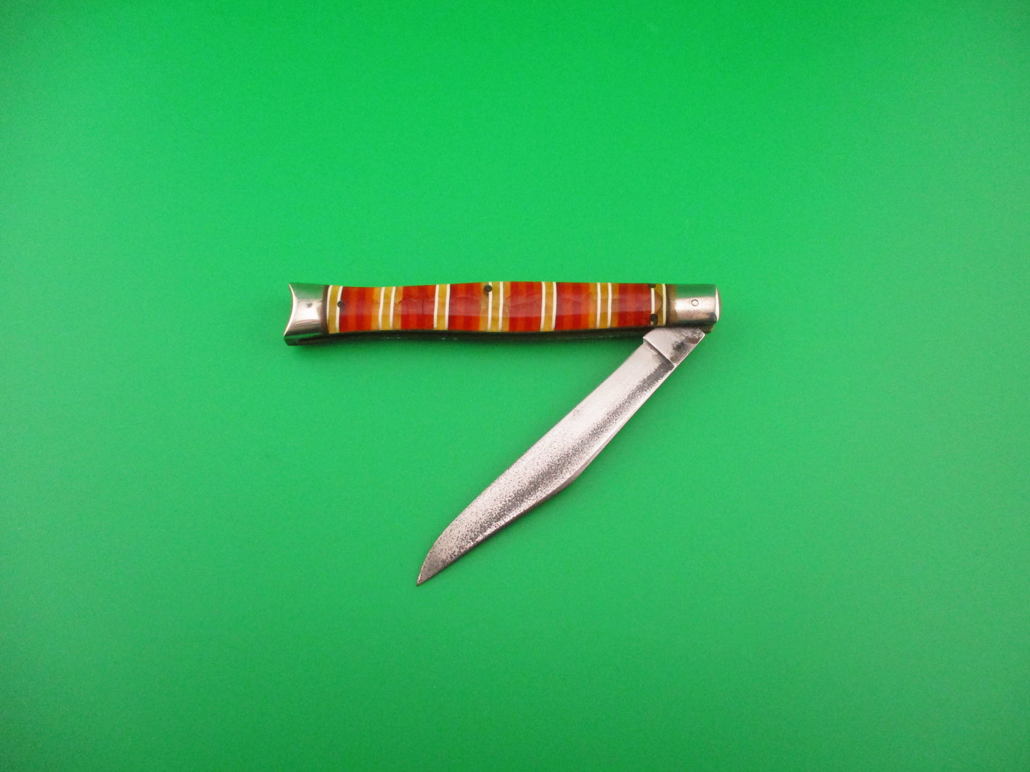 SCHRADE WALDEN Fishtail Candystripe celluloid w/bolsters #151 switchblade knife