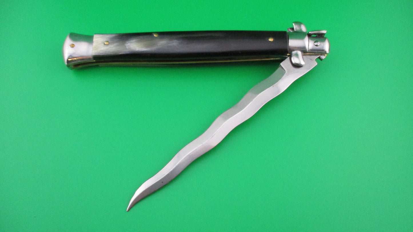 OSK MADE IN ITALY 33cm Italian KRIS swivel bolster Brazilian horn switchblade knife