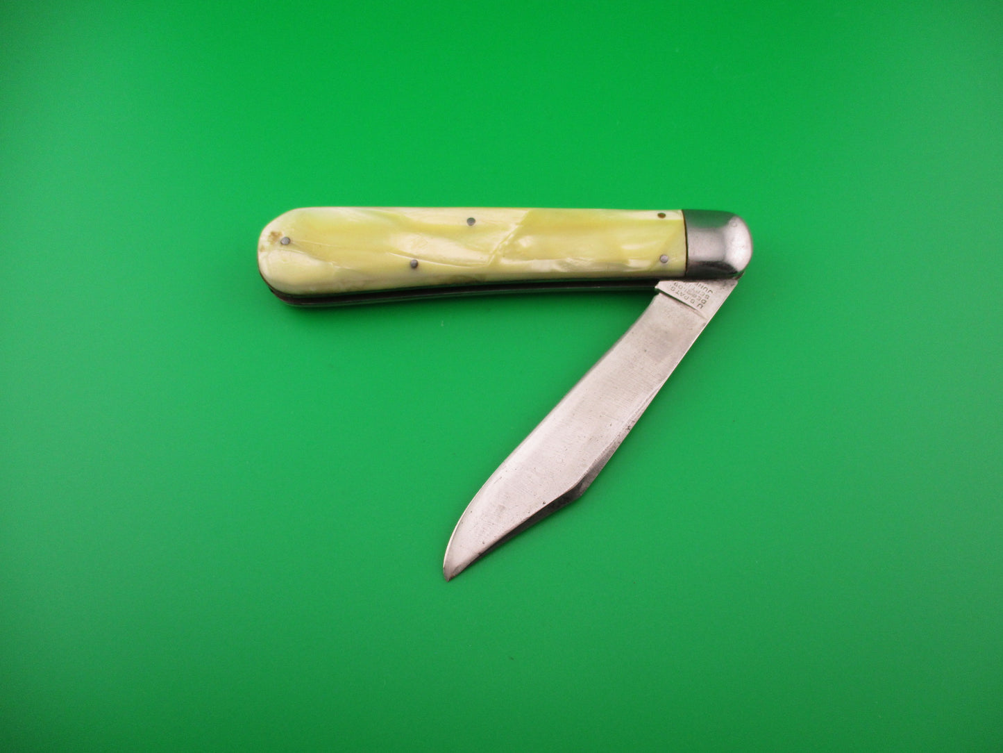 SCHRADE CUT CO FOREST KING Marine Pearl Vintage Hunter Automatic knife Etch