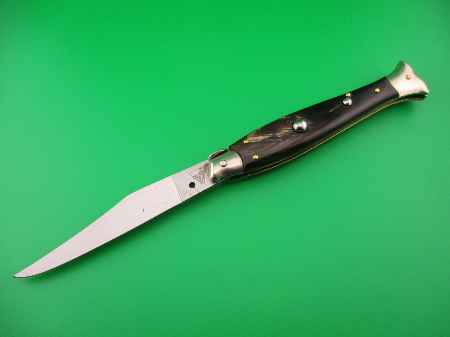 AKC 25cm Italian Picklock Fishtail Dark horn vintage automatic knife