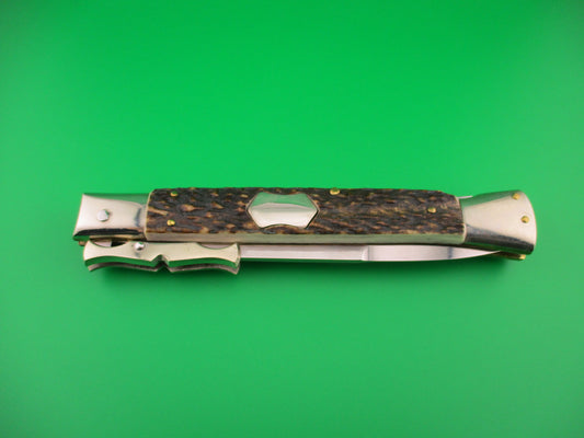 AGA CAMPOLIN 33cm Italian Stag Batwing Shield button automatic knife