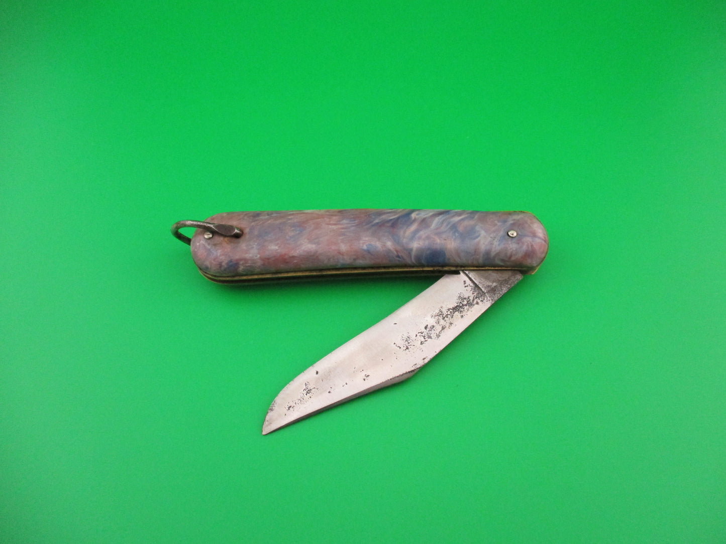 COLONIAL SHUR-SNAP Fatjack Blue Pink swirl vintage 1950s switchblade knife