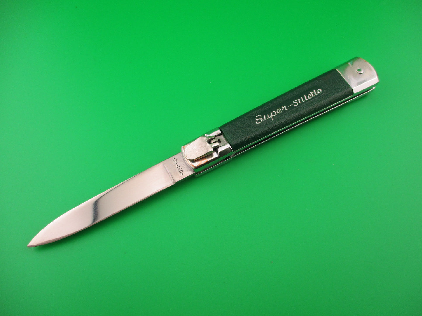 ROSTFREI Super-Stiletto 20cm Vintage Green Lever release automatic knife