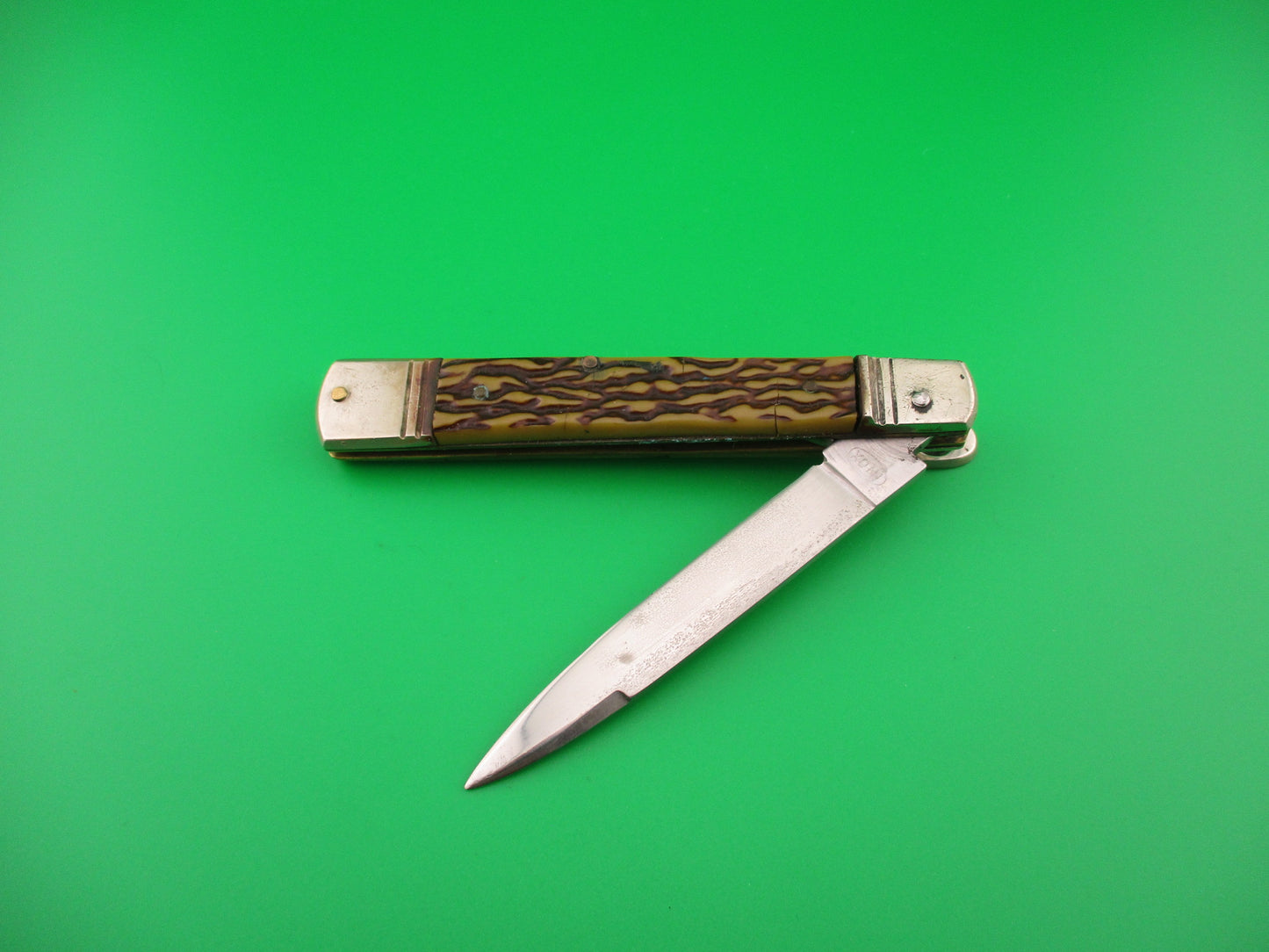 Rostfrei IMPORT 20cm Italian Lever Faux Stag vintage 1970s slimline automatic knife