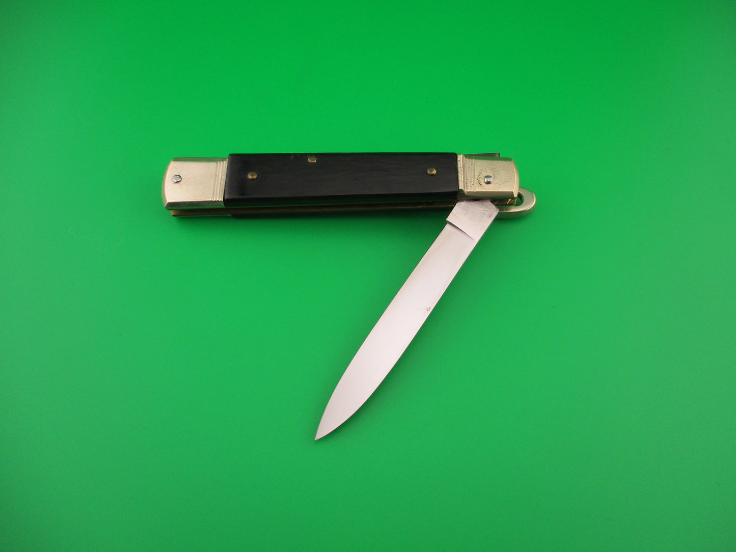 HUBERTUS SOLINGEN ROSTFREI 11cm West Germany Slimline Lever Ebony automatic knife