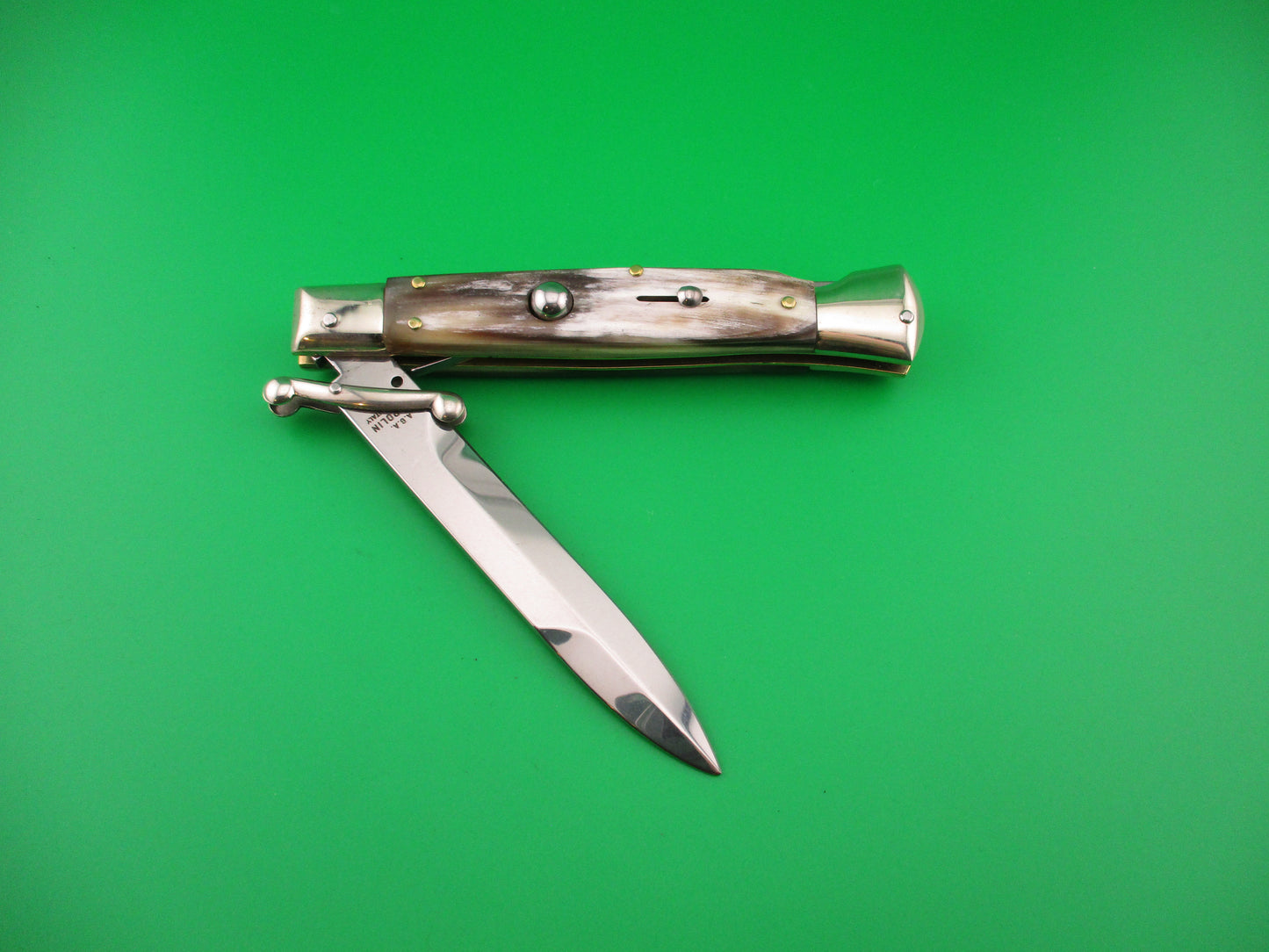 AGA CAMPOLIN 23cm Italian Swing Guard Horn Bayonet blade automatic knife