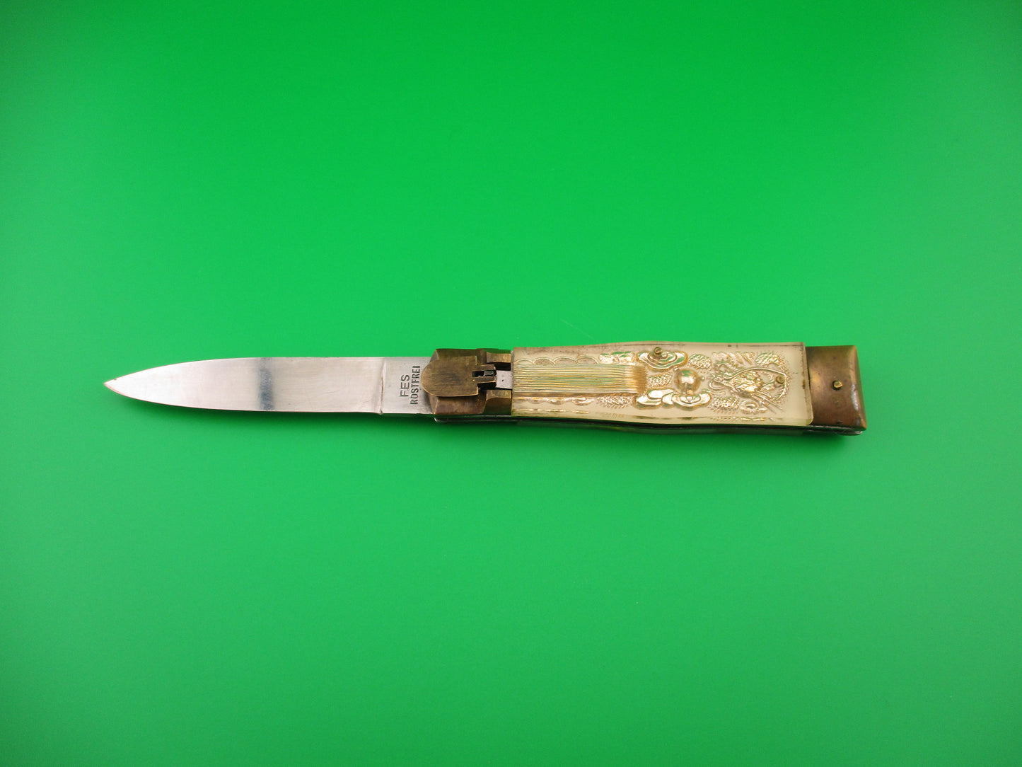 FES ROSTFREI 19cm Japanese Bullfighter Dragon Lever vintage automatic knife