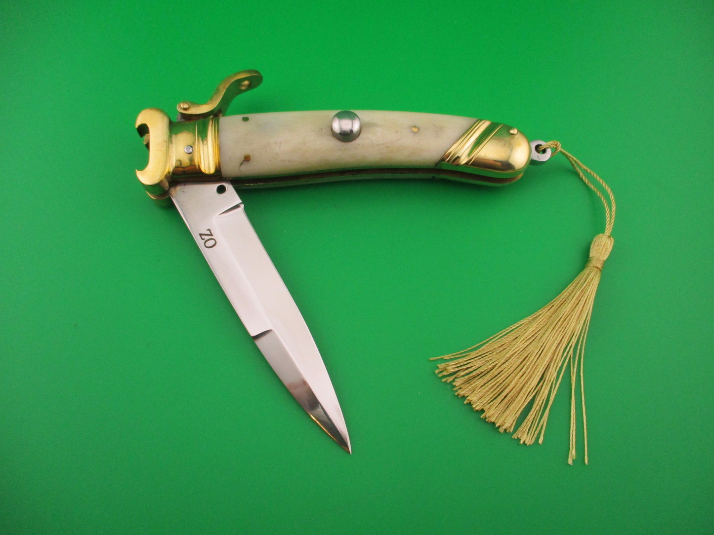 OZ 23cm Scarperia Tonerini Italian Inspired Fulcrum Shell puller Custom Automatic Knife