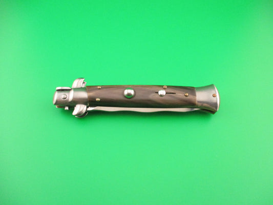 FRANK B 23cm Italian Kris Stiletto horn swivel bolster automatic knife