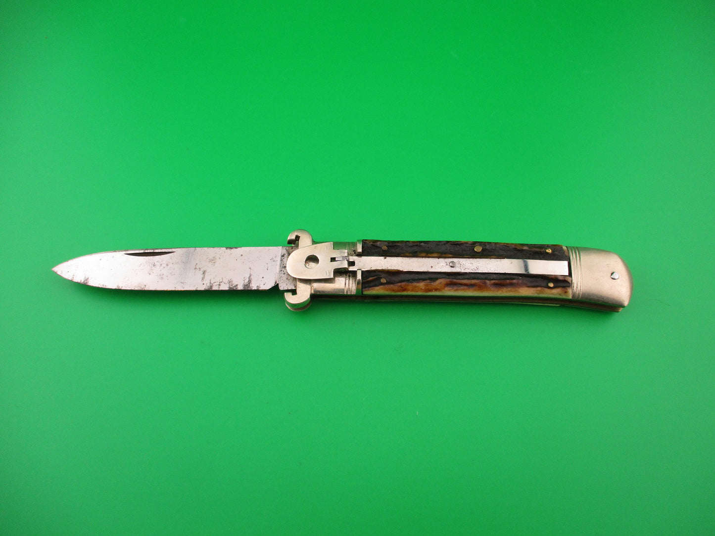 C&R LINDER WEYER SOLINGEN 11cm German Shell Puller Lever Stag automatic knife