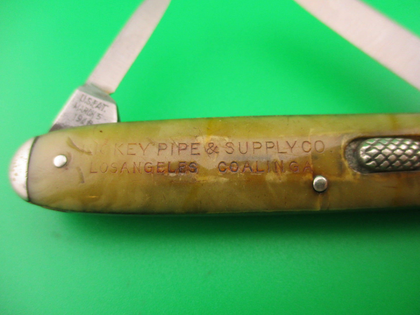 Flylock Hickey Pipe & Supply Co double vintage 1920s Automatic knife w tip bolsters